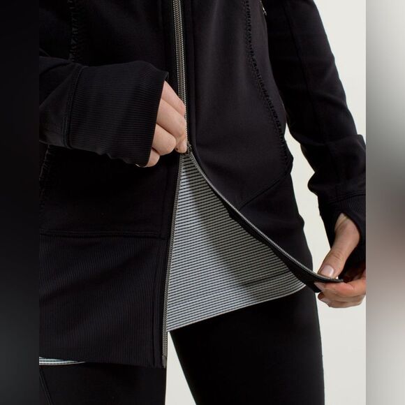 Lululemon Nice Asana Jacket *Ruffle Full Zip Black Jacket Size 4 - Picture 7 of 9